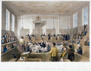 Az Old Bailey-i Központi Büntetőbíróságon belül, bírósági üléssel, City of London, 1840