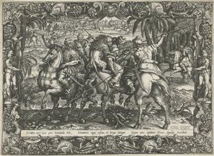 oroszlánvadászat Vadászjelenetek (sorozat címe) alkotó: Harmen Jansz Muller (rejected attribution)