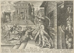 Rahab hagyja, hogy a kémek az ablakon át kiszabaduljanak Joshua története (sorozat címe)