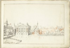 Kilátás az épületekre a Hofvijveren, Hágában alkotó: Harmen ter Borch (signed by artist)