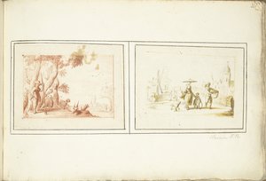 Pásztor szarvasmarháival és utcai jelenettel alkotó: Harmen ter Borch (signed by artist)