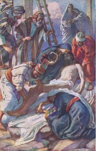 A keresztnél a Harold Copping Pictures: The Crown Series illusztrációja, 1920 körül alkotó: Harold Copping