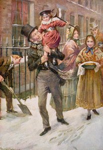 Bob Cratchit és Tiny Tim, illusztráció a Dickens karaktervázlataihoz, B.W. Matz alkotó: Harold Copping