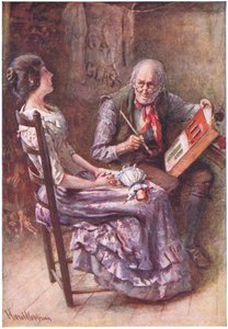 Caleb Plummer és vak lánya, illusztráció a Dickens karaktervázlataihoz, B.W. Matz alkotó: Harold Copping