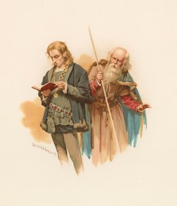Hamlet olvas, Poloniusszal a háta mögött alkotó: Harold Copping