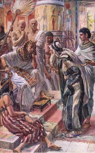 Jákob a fáraó előtt, illusztráció a Pictures That Teach The Crown sorozatból, 1920 alkotó: Harold Copping