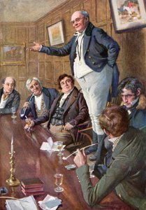 Pickwick úr beszédet mond a klubnak (színes litó) alkotó: Harold Copping