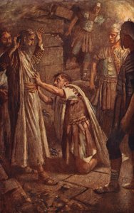 Újszövetség: "Uraim, mit kell tennem" (színes litográfia) alkotó: Harold Copping
