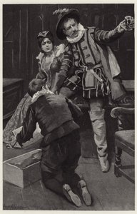 Petruchio újból viharzni kezdett, mondván, hogy a sapkát poringerbe öntötték alkotó: Harold Copping