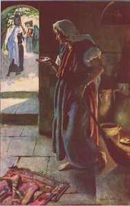 Az elveszett ezüstdarab, a Harold Copping Pictures: The Crown Series illusztrációja, 1920-as évek alkotó: Harold Copping