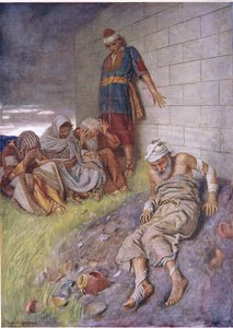 Jób türelme, illusztráció a Pictures That Teach The Crown sorozatból, 1920 alkotó: Harold Copping