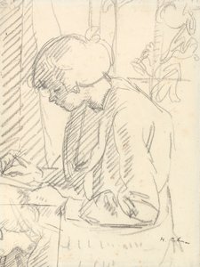 Egy lány ír (fekete kréta papíron) alkotó: Harold Gilman