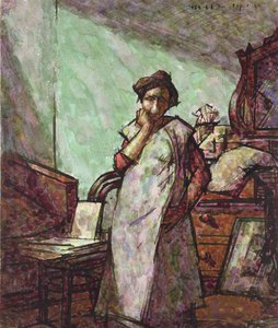 Interior Mrs. Mounterrel egy Overallban, 1918. december 1 alkotó: Harold Gilman