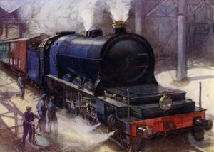 A Flamme Pacific, 2-10-0 mozdony, amely Brüsszelt Oostendébe vontatta a belga államvasutak gyorsjáratán, korának Európa legerősebb mozdonyán (színes litó)