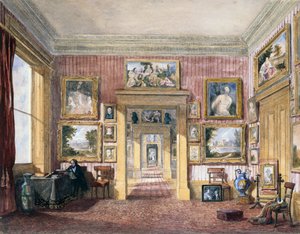 The Dining Room at Thirlestaine House, Cheltenham, 1843 körül (akvarell) alkotó: Harriet Rushout (attr. to) Bowles