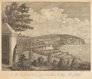 Észak-keleti kilátás a Sandham Cottage-ból, Wight-szigeten alkotó: Harriet Wilkes