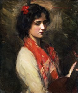 Fiatal nő mandolinnal