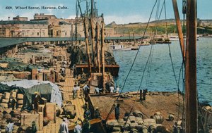 Wharf Scene, Havanna, Kuba, 1910 alkotó: Harris Bros and Co