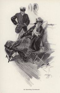 Kapitány a hajó fedélzetén egy lábadozó nővel beszélget (litho) alkotó: Harrison Fisher
