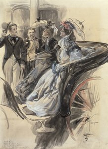 Carriage Ride, 1904 (wc, gouache és ceruza kartonon) alkotó: Harrison Fisher