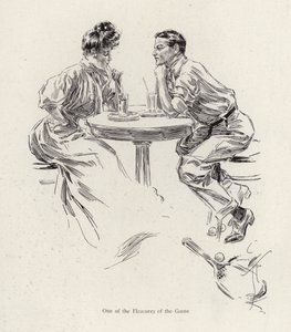 Pár iszik egy tenisz meccs után (színes litho) alkotó: Harrison Fisher