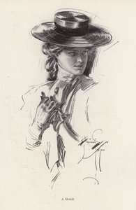 Kalapos nő portréja (litho) alkotó: Harrison Fisher