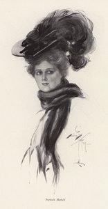 Nő portréja nagy kalapban (litho) alkotó: Harrison Fisher