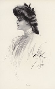 Egy Marcia nevű nő portréja (litho) alkotó: Harrison Fisher