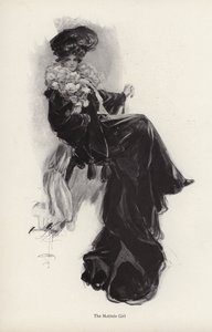 Egy fiatal nő portréja hosszú kabátban és köntösben (litho) alkotó: Harrison Fisher
