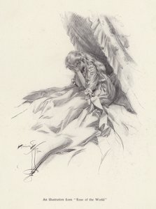 Rosamond English, az Egerton Castle (litho) regényének, a világ rózsájának szereplője alkotó: Harrison Fisher