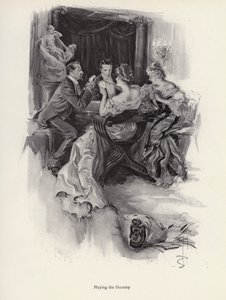 Két pár kártyázik egy esti partin (litho) alkotó: Harrison Fisher