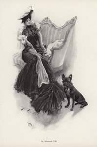 Délutáni társasági hívást kezdeményező nő (litho) alkotó: Harrison Fisher