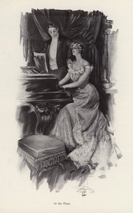 Nő énekel a zongoránál (litho) alkotó: Harrison Fisher