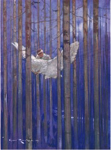 A bagoly és Gilbert pompásan lovagoltak a holdfényben (A Forest Foundling-ból) (színes litó)