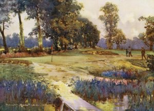 Golfpályák: Romford, a hatodik zöld (színes litográfia)