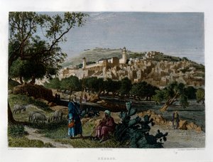 Hebron, amelyet Alfred Krausse metszett Harry Fenn képe után, megjelent a Festői Palesztinában, 1875 körül alkotó: Harry ) Fenn