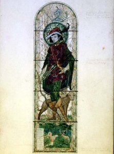 Tervezés egyetlen világos ablakhoz Szent Hubert figurájával alkotó: Harry Clarke