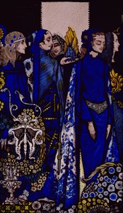 Etain, Helen, Maeve és Fand, Golden Deirdre gyengéd keze Illusztrációja: Harry Clarke a „Queens”-ből, J. M. Synge pub. 1909