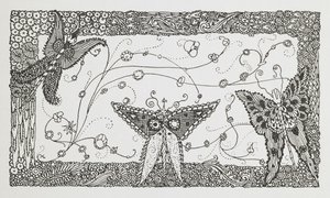 Illusztráció a Riquet a tincses történethez. Pillangó dizájn. alkotó: Harry Clarke