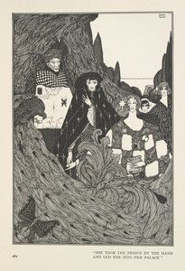A Paradicsom kertje. Kézen fogta a herceget, és bevezette a palotájába. alkotó: Harry Clarke
