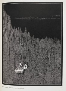 Felfelé ragyogás és csillogás villant fel. Illusztráció a novellához, „Az aranybogár”. alkotó: Harry Clarke