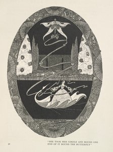 Hüvelykujj Fogta az övét, és egyik végét a pillangó köré kötötte. alkotó: Harry Clarke