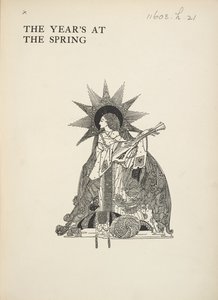 Névtelen illusztráció. Egy nő játszik hangszeren. alkotó: Harry Clarke