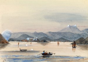 "A HMS Tribune a kantoni (Kína) Chuenpee folyón, evezős csónakokkal és kínai dzsunkákkal találja meg az utat alkotó: Harry Edmond Edgell