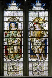 Oxford, Oriel College Chapel, James Powell & Sons, Harry Ellis Wooldridge, Szent Péter és Keresztelő János, 1885