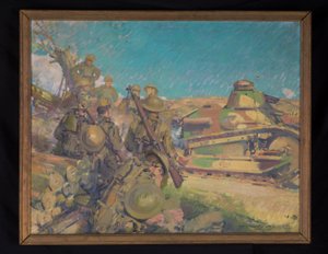 Vissza a harcból, 1918 körüli (olaj, vászon) alkotó: Harry Everett Townsend