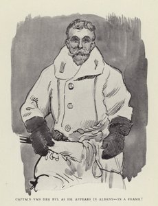 Van der Byl kapitány, ahogy Albanyban megjelenik, egy keretben! alkotó: Harry Furniss