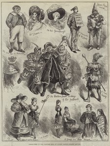 A Colney Hatch Lunatic Asylum jelmezbáljának szereplői alkotó: Harry Furniss