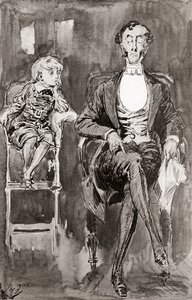 Harry Furniss illusztrációja Charles Dickens Dombey és fia című regényéhez, a The Testimonial Editionból, 1910-ben. alkotó: Harry Furniss