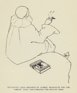 Aubrey Beardsley által tervezett meghívó a Bodley Head-et felavató Smoke-hoz alkotó: Harry Furniss